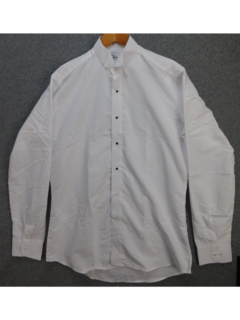 Felini Men's M 36-37 Tuxedo Shirt White Wing Collar Washable Microfiber Wedding